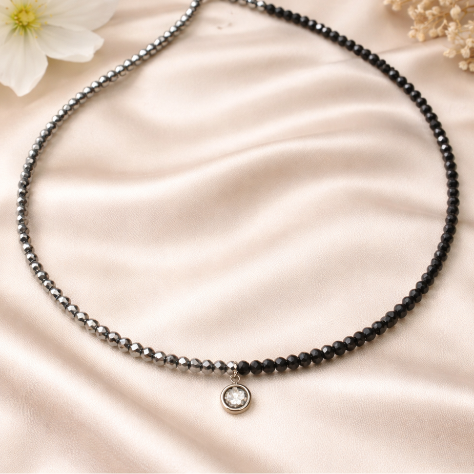 Колие от Черен Турмалин, Хематит за Защита И Стабилност