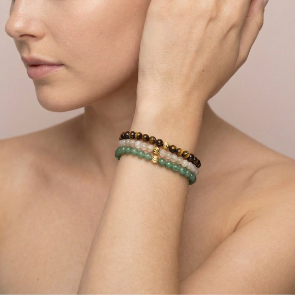 Мини гривни за Привличане на Пари от Цитрин, Тигрово око и Зелен авантюрин