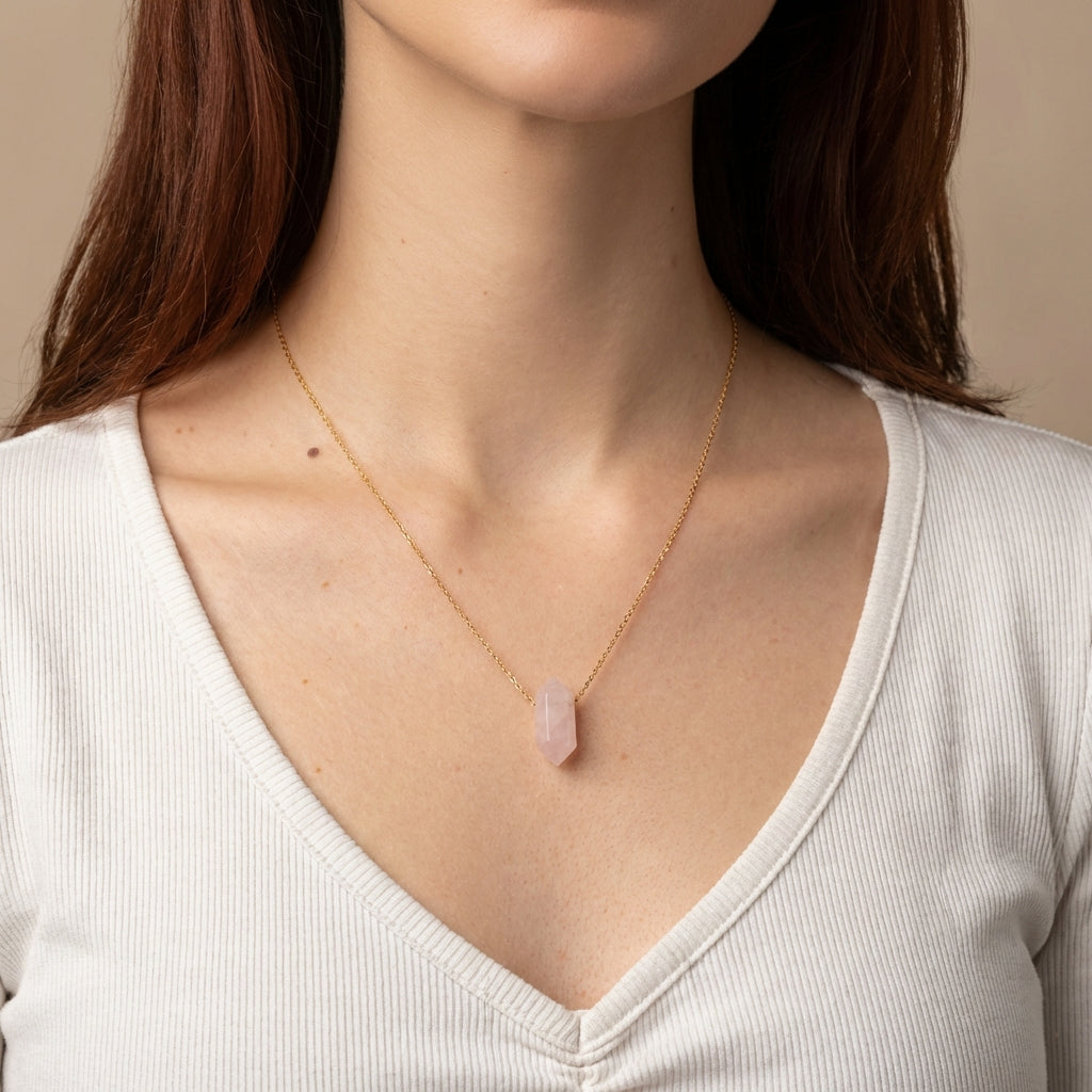 Колие от Розов Кварц за Безусловна Любов | Gold