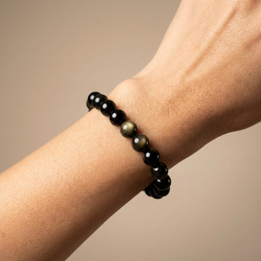 Гривна от Златен Обсидиан - Енергийно Огледало