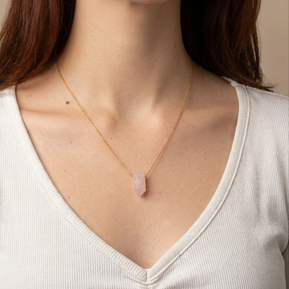 Колие от Розов Кварц за Безусловна Любов | Gold