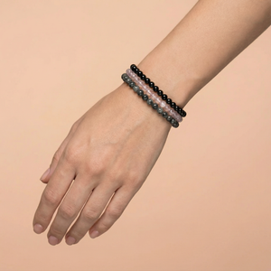 Мини гривни за Енергийна Защита от Черен Турмалин, Аметист и Лабрадорит