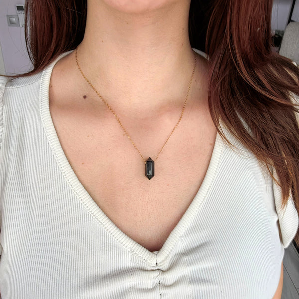 Колие от  Черен  Обсидиан - Енергийно Огледало | Gold