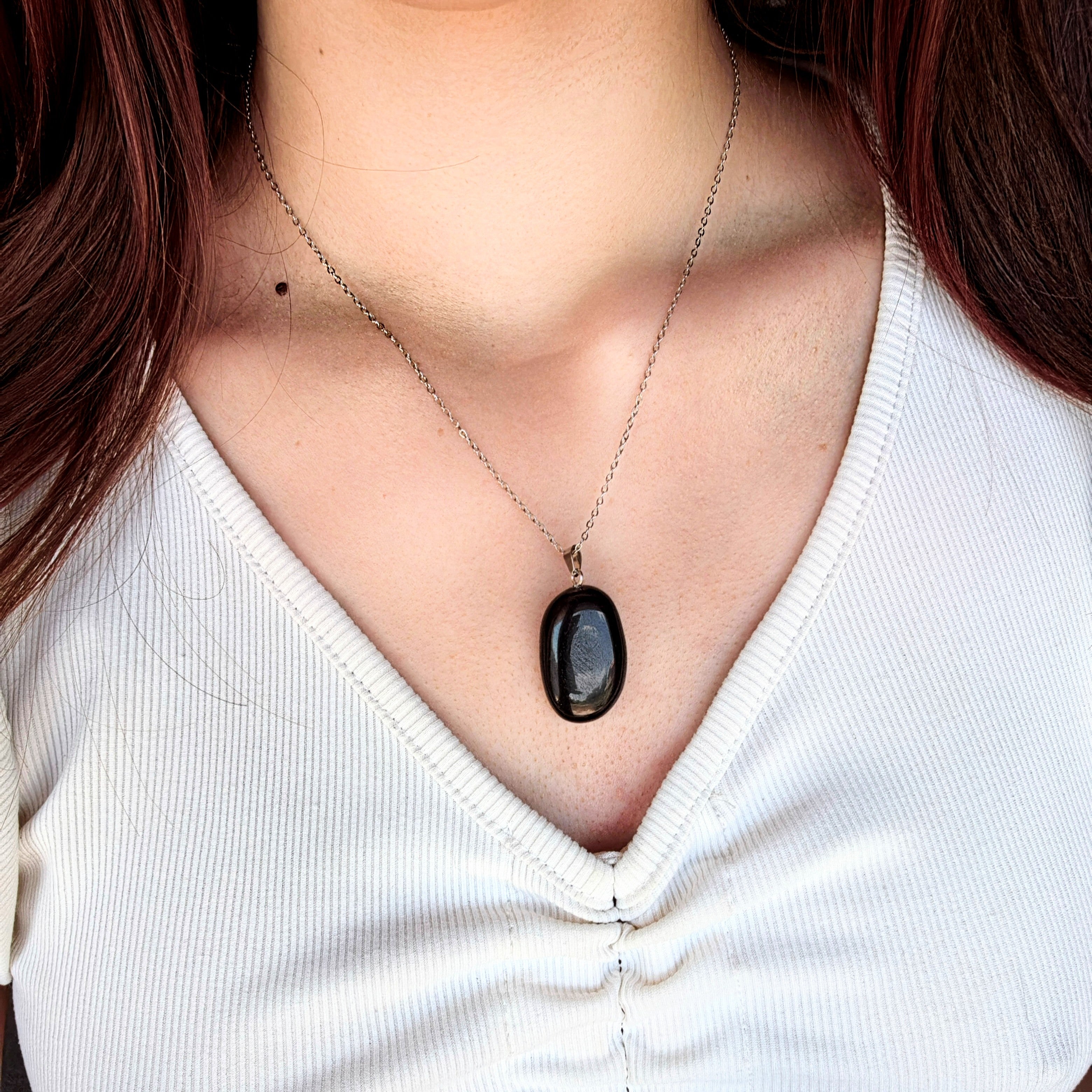 Колие от Черен Обсидиан - Енергийно Огледало