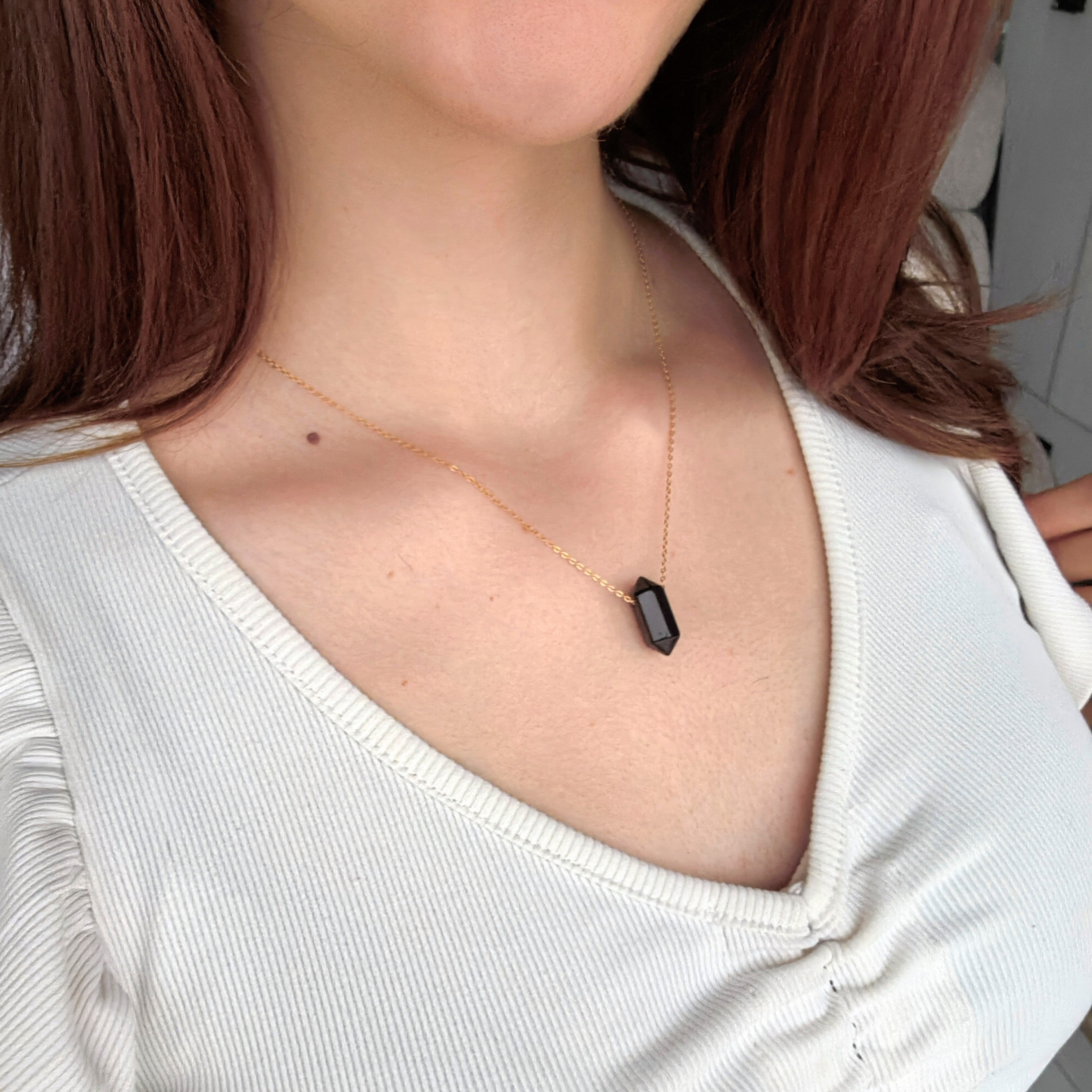 Колие от  Черен  Обсидиан - Енергийно Огледало | Gold