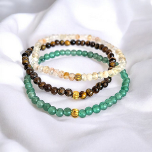 Мини гривни за Привличане на Пари от Цитрин, Тигрово око и Зелен авантюрин