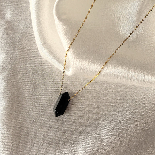 Колие от  Черен  Обсидиан - Енергийно Огледало | Gold