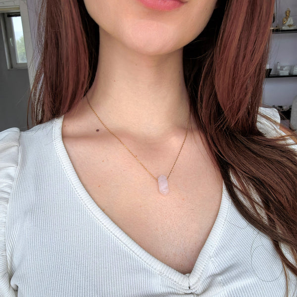 Колие от Розов Кварц за Безусловна Любов | Gold