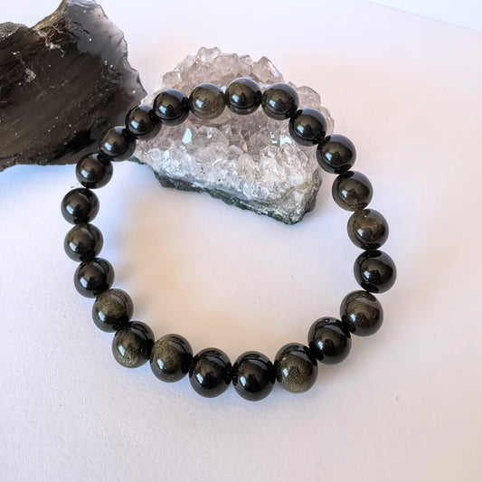 Гривна от Златен Обсидиан - Енергийно Огледало