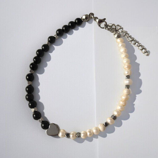 Гривна от Черен Турмалин, Хематит и Речни Перли